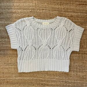 Knit Crop Sweater in Light Blue